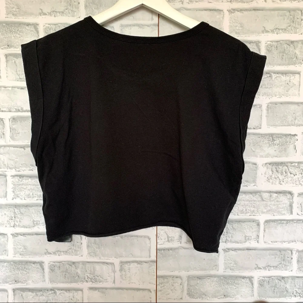 Guess Women's Black Cropped T-Shirt Size M - Picture 3 of 5